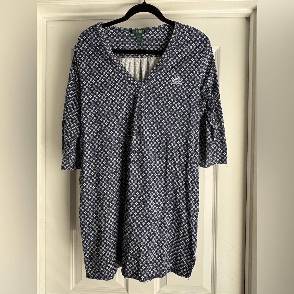 Ralph Lauren Navy and White Patterned Mini Dress